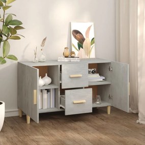 betonszürke szerelt fa tálalószekrény 100 x 36 x 60 cm