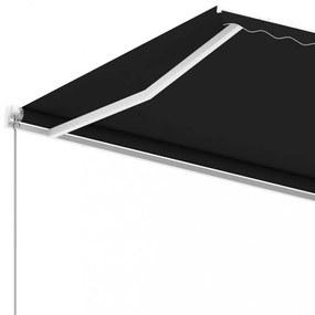 antracitszürke kézzel kihúzható póznás napellenző 600 x 300 cm