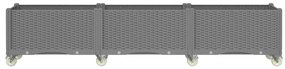 világosszürke PP rácsos kerekes ültetőláda 240 x 50 x 54 cm