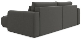 Sötétszürke bársony kinyitható-tárolóhelyes sarokkanapé (jobb oldali-heverő résszel) Kapua – Makamii