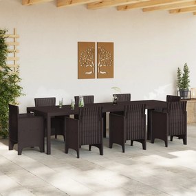 Kerti asztal Barna 300x100x73 cm Polirattan