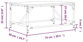 fekete szerelt fa dohányzóasztal 75 x 50 x 35 cm