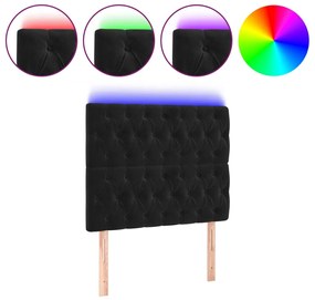 fekete bársony LED-es fejtámla 90x7x118/128 cm