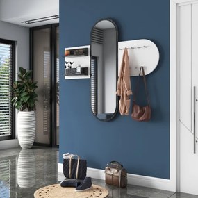 Fali tükör RANI 125x120 cm fehér/fekete