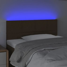 sötétbarna szövet LED-es fejtámla 90x5x78/88 cm