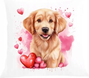 Párna párnahuzat Valentin napi ajándék Golden Retriever kutya