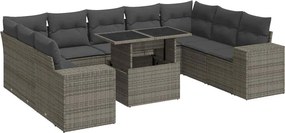 vidaXL 10 részes szürke polyrattan kerti ülőgarnitúra párnákkal