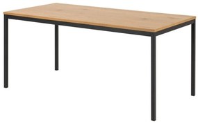 Asztal Oakland H139Vad tölgy, Fekete, 74x80x160cm, Közepes sűrűségű farostlemez, Fém