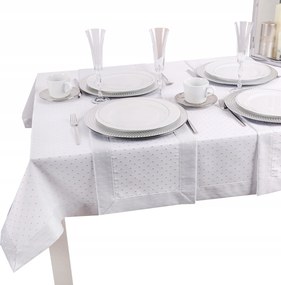 Abrosz dekoratív Pöttyös Lux 180x140 fehér-ezüst