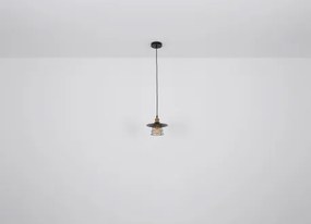 Globo 15086BH1 Függeszték fém fekete matt, fémháló antik sárgaréz, kábel PVC fekete, ø: 300mm, M: 1500mm, 1x E27 60W 230V izzó nélkül