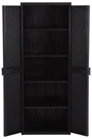 fekete PP rattan kerti tárolószekrény 65 x 45 x 172 cm