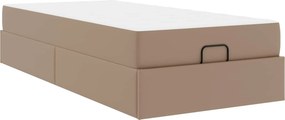 vidaXL Ágykeret matraccal matracmal 2 pcs Sárgásbarna PVC