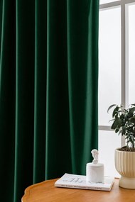 Sötétzöld fényzáró függöny VELVET 140x270 cm Felfüggesztés: Hullámos sínszalag