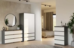 M6 120 fiókos szekrény, 120x75x30 cm, antracit-fehér