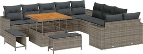 vidaXL Kerti Kanapé Szett 13 pcs Szürke polirattan