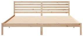 Ágykeret fejtámlával Barna 200 x 210 cm Tömör fenyőfa