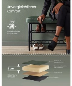 ECHO cipőpad 2 szintes, műbőr borítás, erdőzöld, 30 x 80 x 50 cm