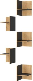 Antracitszürke-natúr színű kiegészítő polc szett tölgyfa dekorral, 5 db-os Podium – Germania