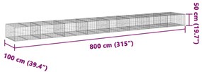 horganyzott vas gabion kosár fedéllel 800 x 100 x 50 cm