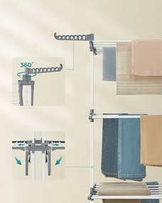 Összecsukható ruhaszárító kerekekkel, 4 szintes, fehér