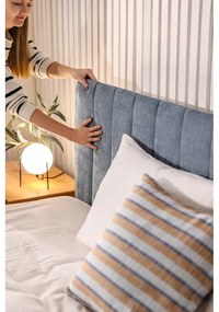Kék kárpitozott ágyneműtartós franciaágy ágyráccsal 180x200 cm Myra Slim Line – Bonami Selection