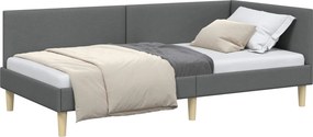 vidaXL Sarokágy keret Sötétszürke 90 cm x 200 cm Szövet és Plywood