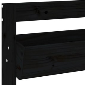 fekete 3 szintes tömör fenyőfa fali virágtartó 60x18,5x110 cm
