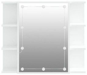 fehér tükrös szekrény LED-ekkel 70 x 16,5 x 60 cm