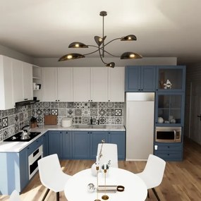 Csillár rúdon LOTUS 6xE14/10W/230V fekete/arany