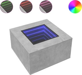 vidaXL betonszürke szerelt fa dohányzóasztal LED-del 60 x 60 x 40 cm