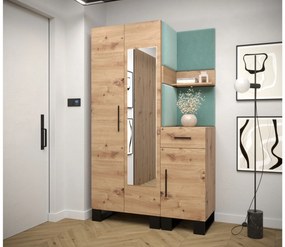 Előszobabútor Amanda 16 (artisan tölgy + zöld). 1085994