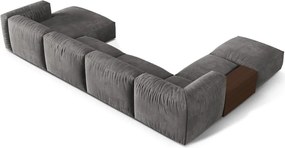 Szürke bársony moduláris sarokkanapé (bal oldali-U alakú) Martina – Micadoni