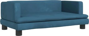 vidaXL kék bársony gyerekkanapé 80 x 45 x 30 cm