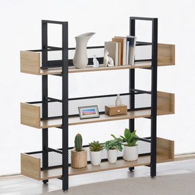 3 polcos polcállvány, tölgy/fekete, KILIS NEW TYP 1