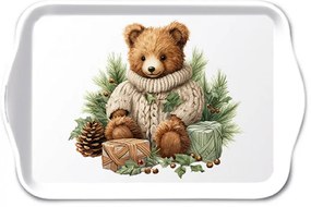 Karácsonyi Mackó műanyag kis tálca 13x21 cm