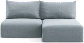 Kék bársony kinyitható-tárolóhelyes sarokkanapé (jobb oldali-heverő résszel) Kalena – Makamii