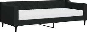 vidaXL fekete szövet kanapéágy matraccal 80 x 200 cm