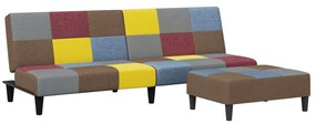 vidaXL 2 személyes szövet kanapéágy lábtartóval patchwork