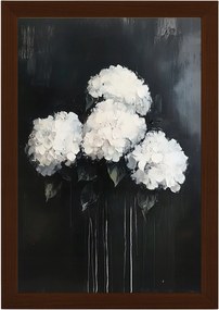 Poszter Keret Fa Grafika Kert Virágok Fehér Hortenzia Csokor 40x60