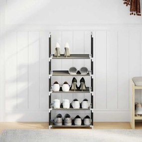 fekete nem szőtt szövetből cipőállvány 5 szintes 44x28x94 cm