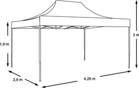 Összecsukható kerti pavilon több típusban-2,9x4,25 méteres-fehér-pavilon+hordtáska