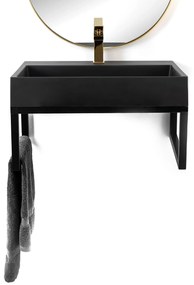 Konglomerátum mosdó REA GOYA BLACK MAT 60CM + állvány