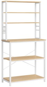 Konyhai polc LORANO 167x80 cm, fehér / tölgy dekoráció