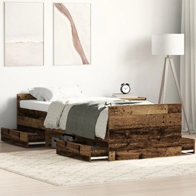 Ágykeret Mattress Nélkül Régi Fa 75x190 cm Mérnöki Fa