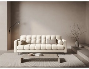 Krémszínű bársony kinyitható tárolóhelyes kanapé 222 cm Bali – Cosmopolitan Design