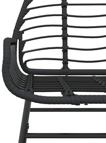 3 részes fekete polyrattan üveg kerti étkezőgarnitúra