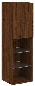 barna tölgyszínű TV-szekrény LED-lámpákkal 30,5 x 30 x 102 cm