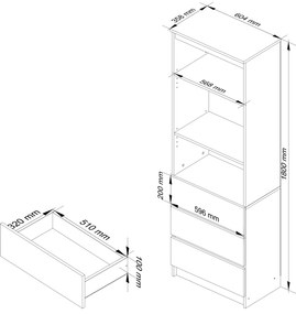 Regál Ravindra (wenge + fehér). Akció -16%. 1068935