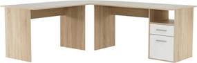 Sarok számítógépasztal, sonoma tölgyfa/fehér, MAURUS NEW MA11