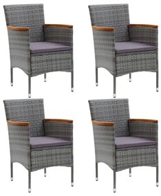 vidaXL 5 részes szürke polyrattan kerti étkezőgarnitúra párnákkal